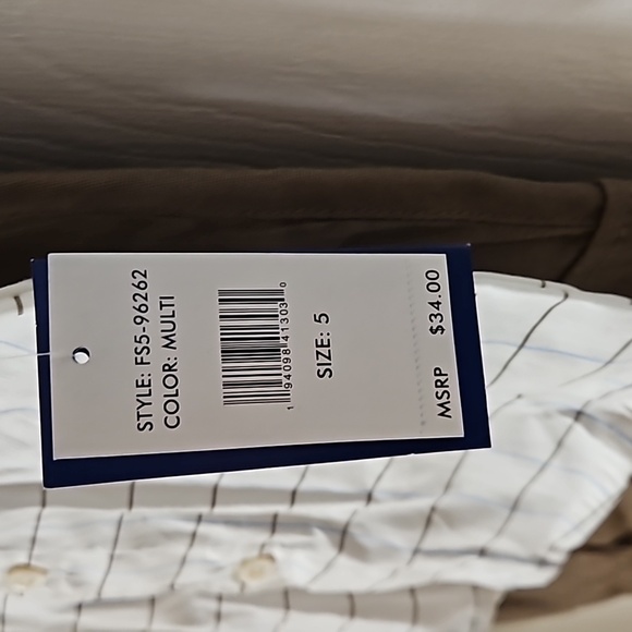 Freestyle 2 Piece Set White Button Down Blue Brown Stripe Sleeve Brown Cargo 5 - Picture 8 of 13